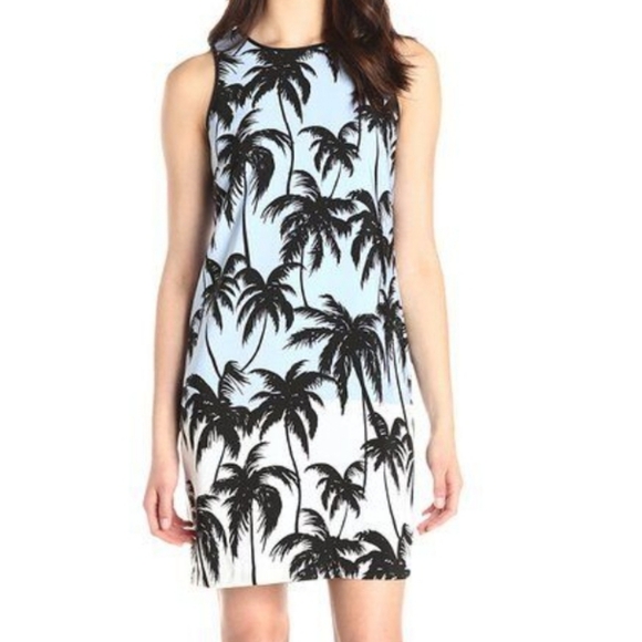 Vince Camuto Beachy sleeveless horizon palm tree print shift dress size 2 - Picture 1 of 8